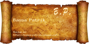 Bassa Patrik névjegykártya